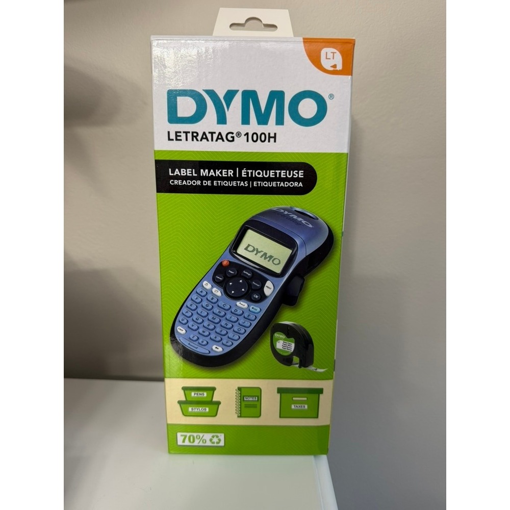 DYMO LetraTag 100H Handheld Label Maker Blue with Paper Label Cassette